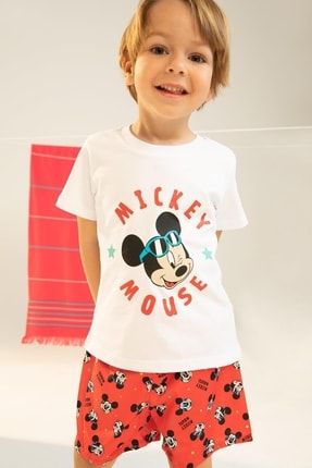 Erkek Bebek Disney Mickey & Minnie Tiişört Yüzme Şort Takım T4118A222SM