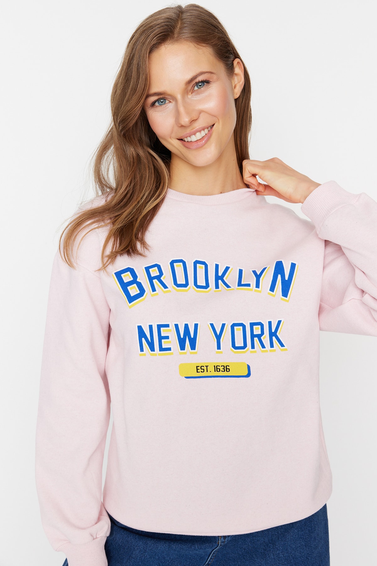 Trendyol Collection Sweatshirt Rosa Relaxed Fit