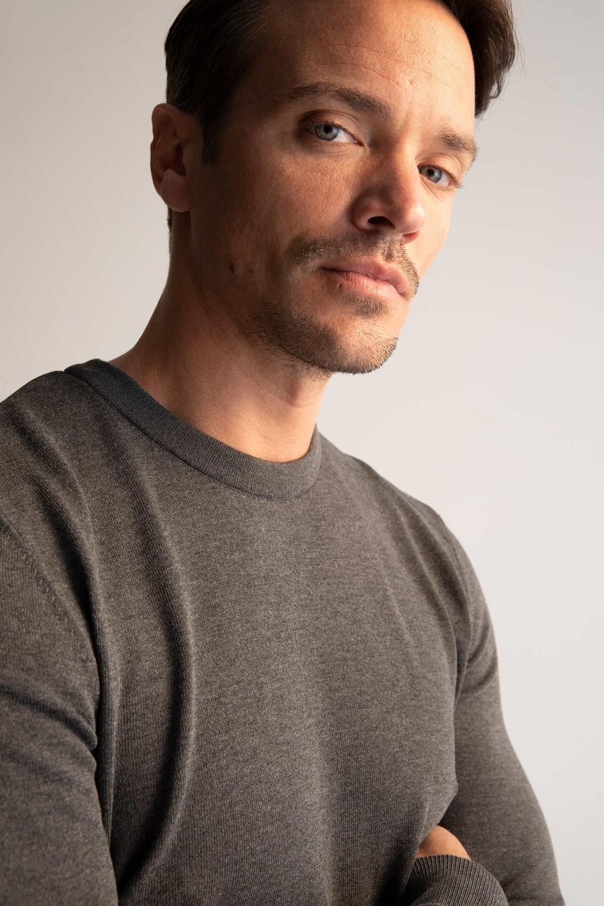 DeFacto Pullover Grau Regular Fit