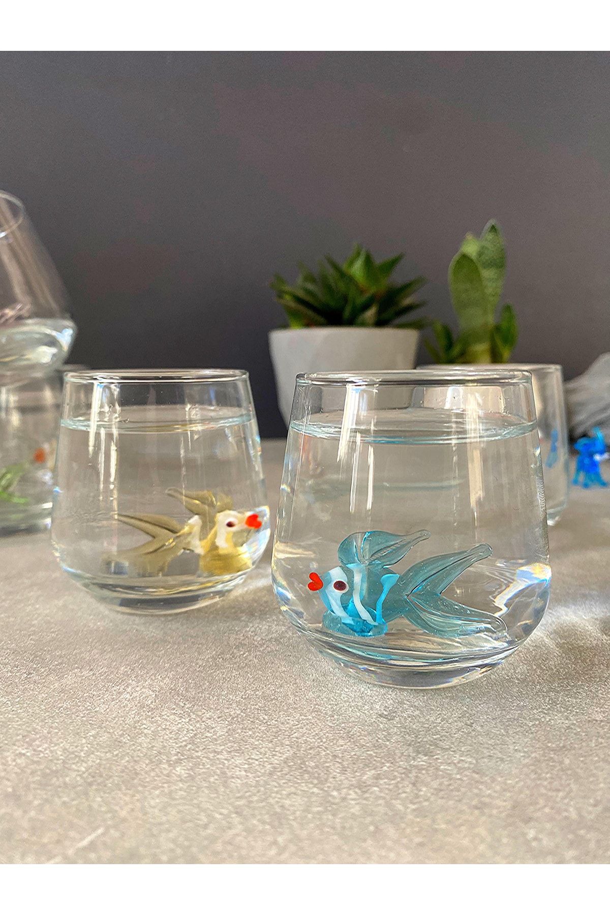 Glasses with fish on hot sale them