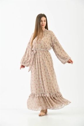 Kadın Elegant Elbise Vizon GRM30047