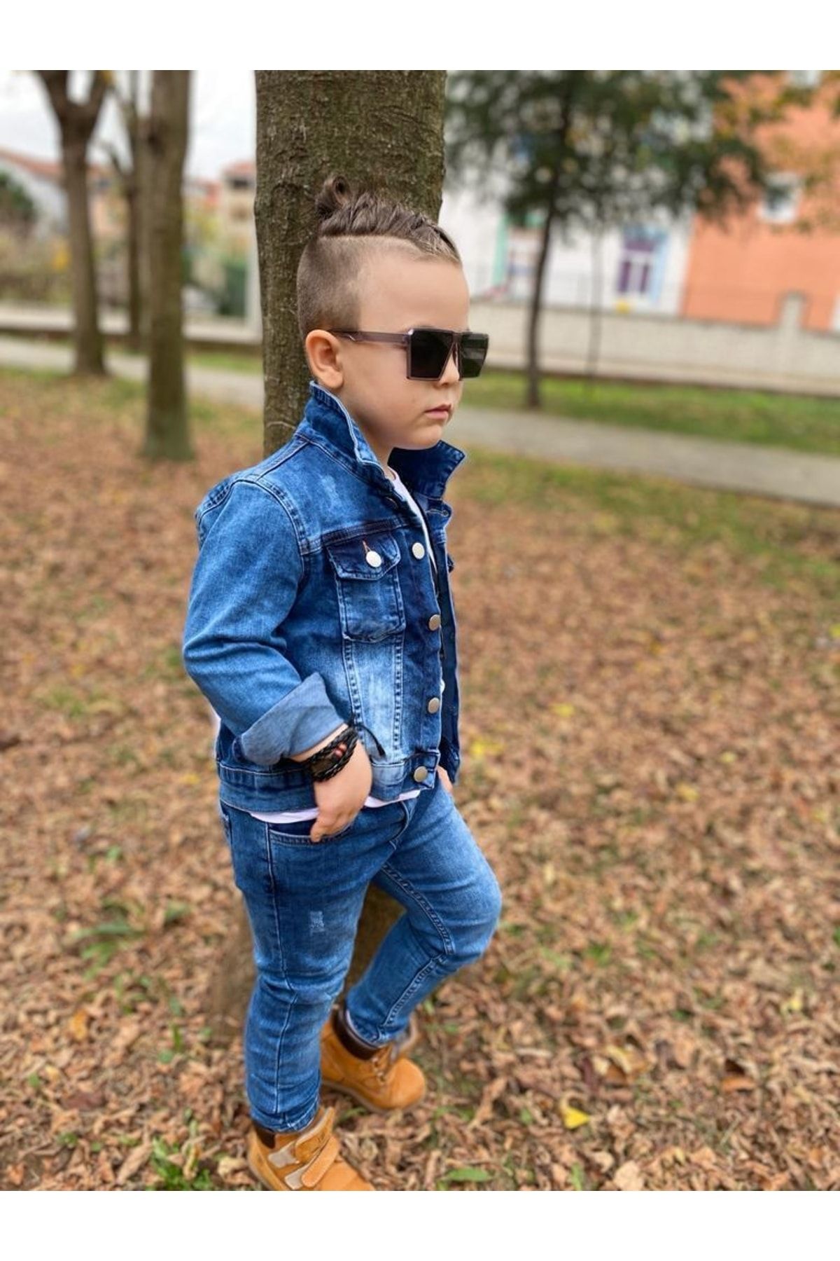 muzur kids Jeans Printed Denim Jacket Suprem Printed T Shirt