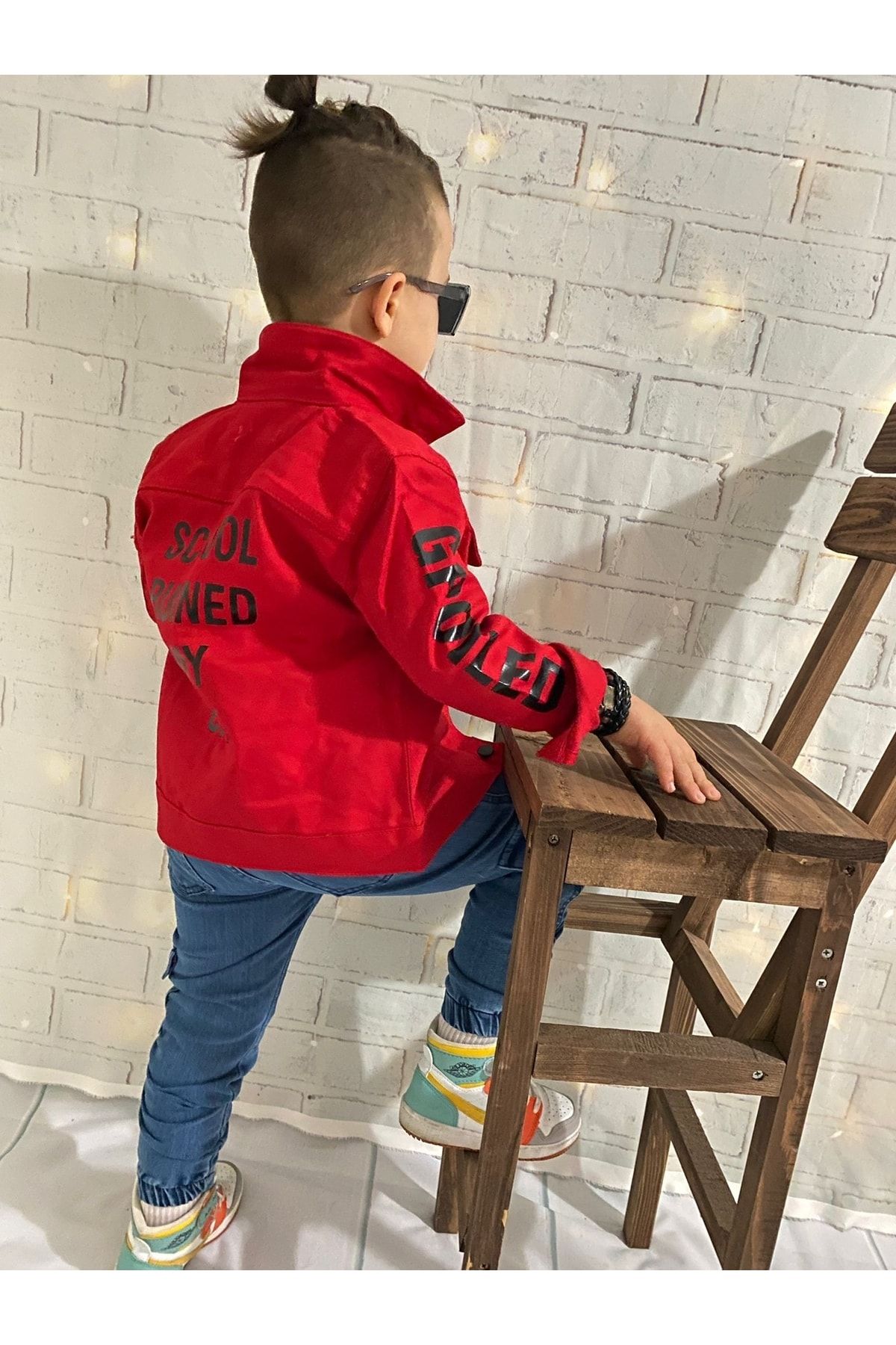 muzur kids Jeans Printed Denim Jacket Suprem Printed T Shirt