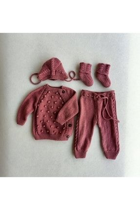 El Örgüsü Bebek-çocuk Giysisi, %100 Pamuk Yenidoğan Eve Dönüş Kıyafeti, Bebek Giysisi NEFES1