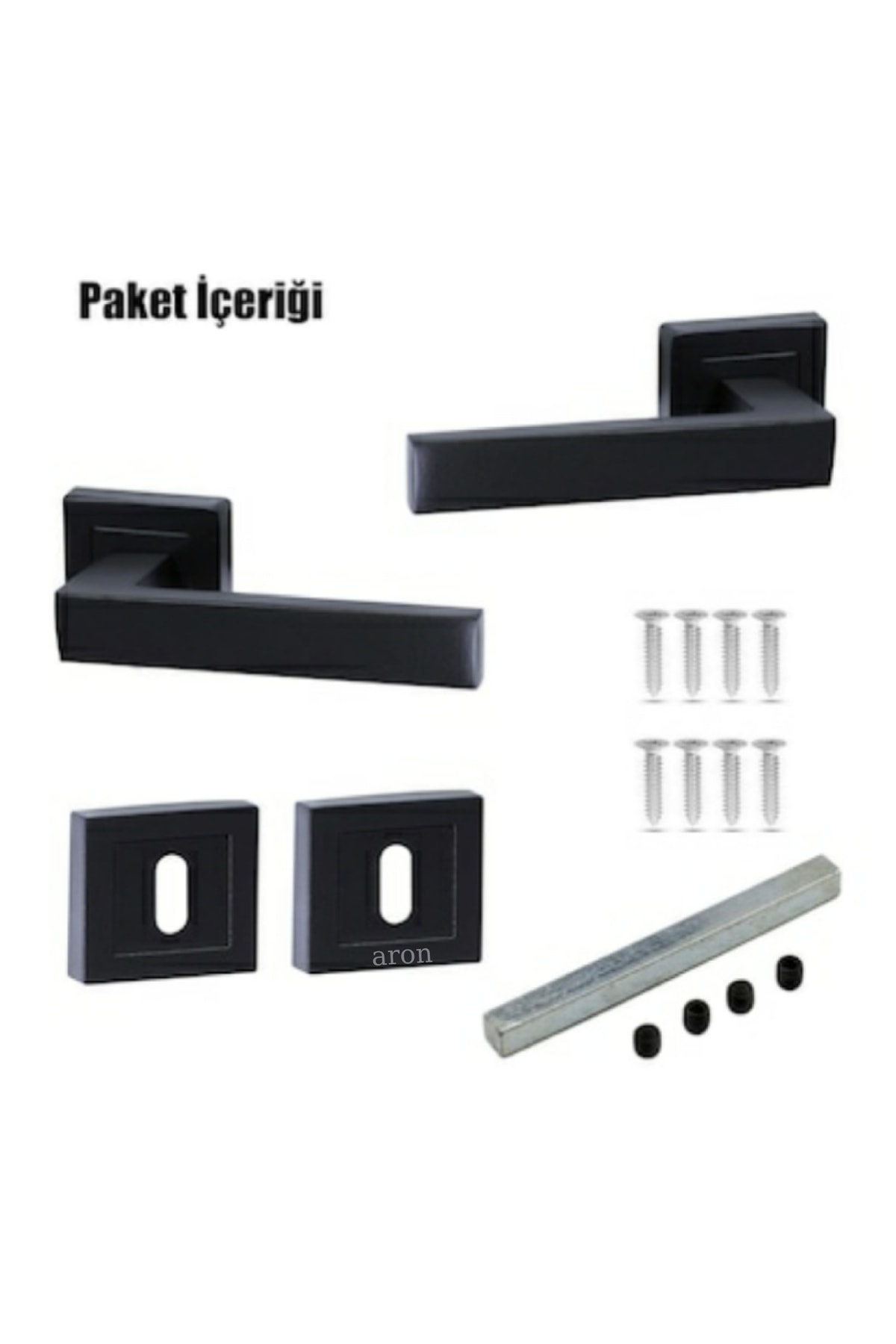 Kale Lama Stainless Matte Black Square Badge Interior ( Room ) Door Handle 1 Set