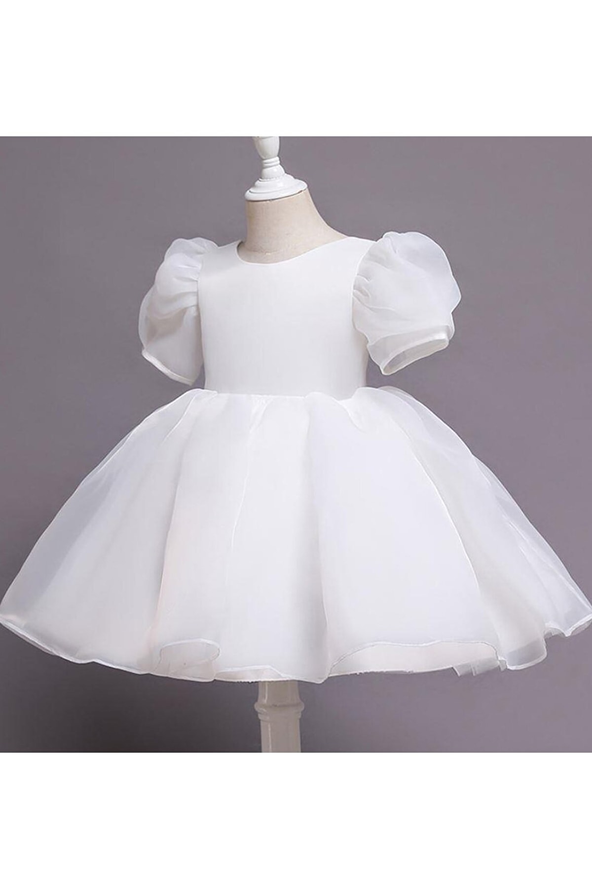 miço kids Balon Kollu - Kristal Tüllü Organze Abiye - Kız Çocuk Elbise - Çocuk Abiye