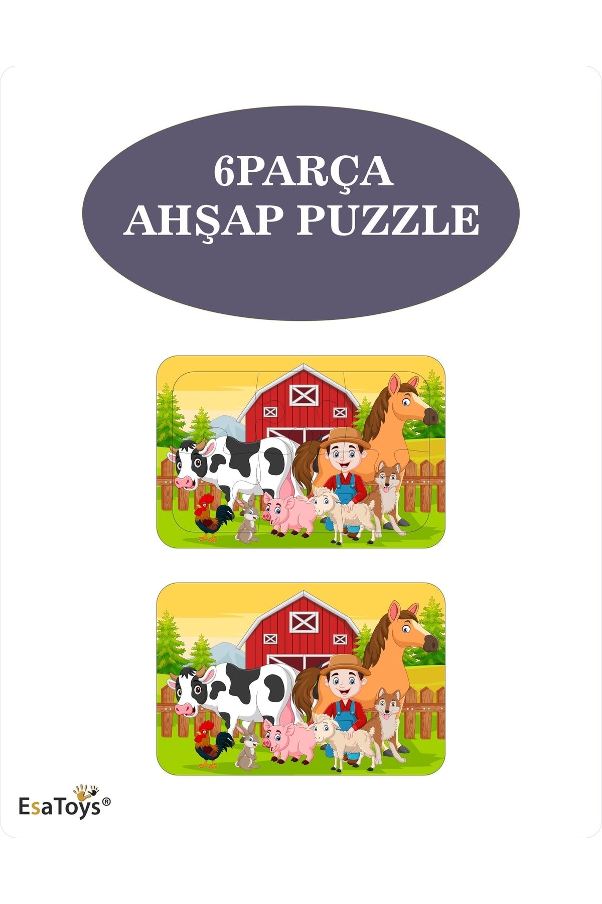 esatoys Ahşap Çocuk Puzzle 6 Parça