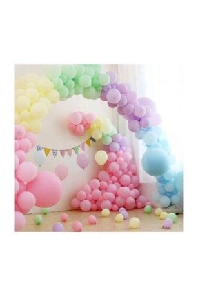 100 Adet Karışık Renk Makaron Balon Ve Zinciri 05