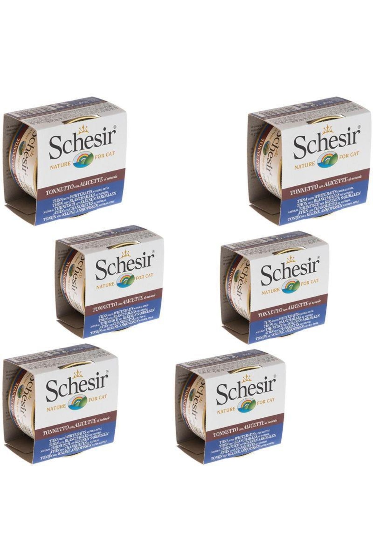 Schesir Suda Pişirilmiş Ringa Ve Ton Balıklı Yetişkin Kedi Konservesi 85 Gr X 6 Adet