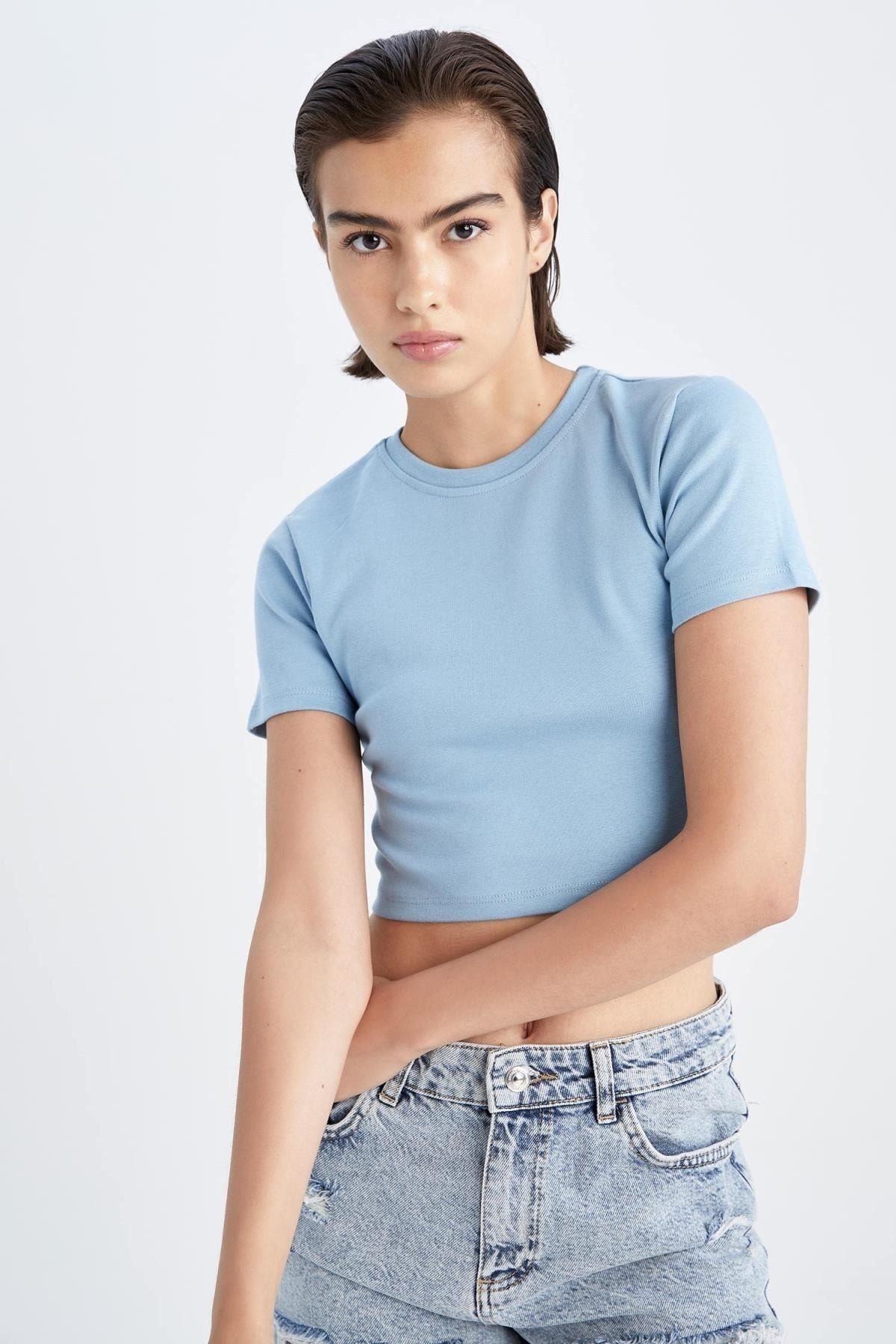 DeFacto T-Shirt Blau Regular Fit FN6241
