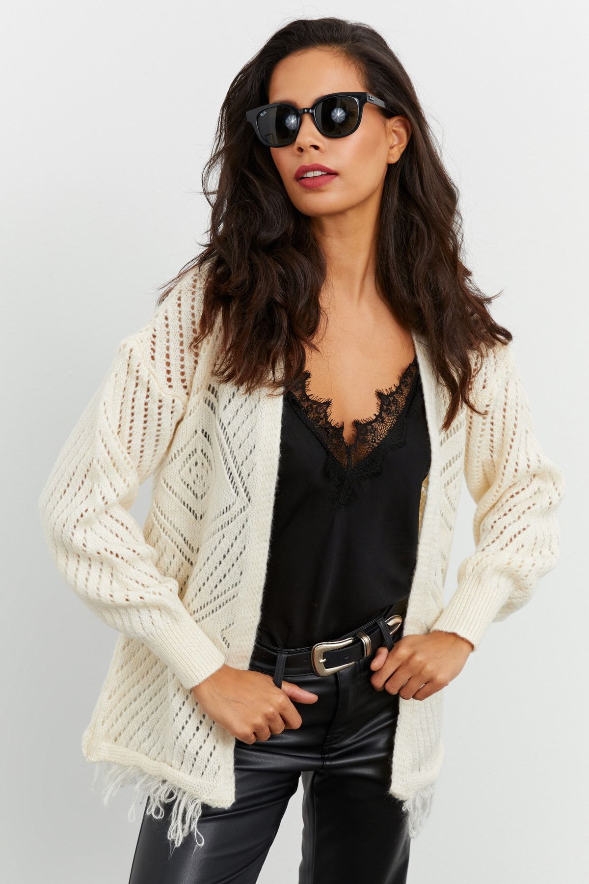 Cool & Sexy Strickjacke Ecru Regular Fit