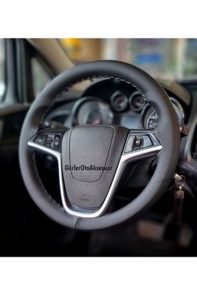 Opel Insignia Uyumlu Dikmeli Direksiyon Kılıfı Soft Siyah Deri Gri Ipli A Plus ( 38×10.5cm ) GRL.INSIGNIA.SIYAH