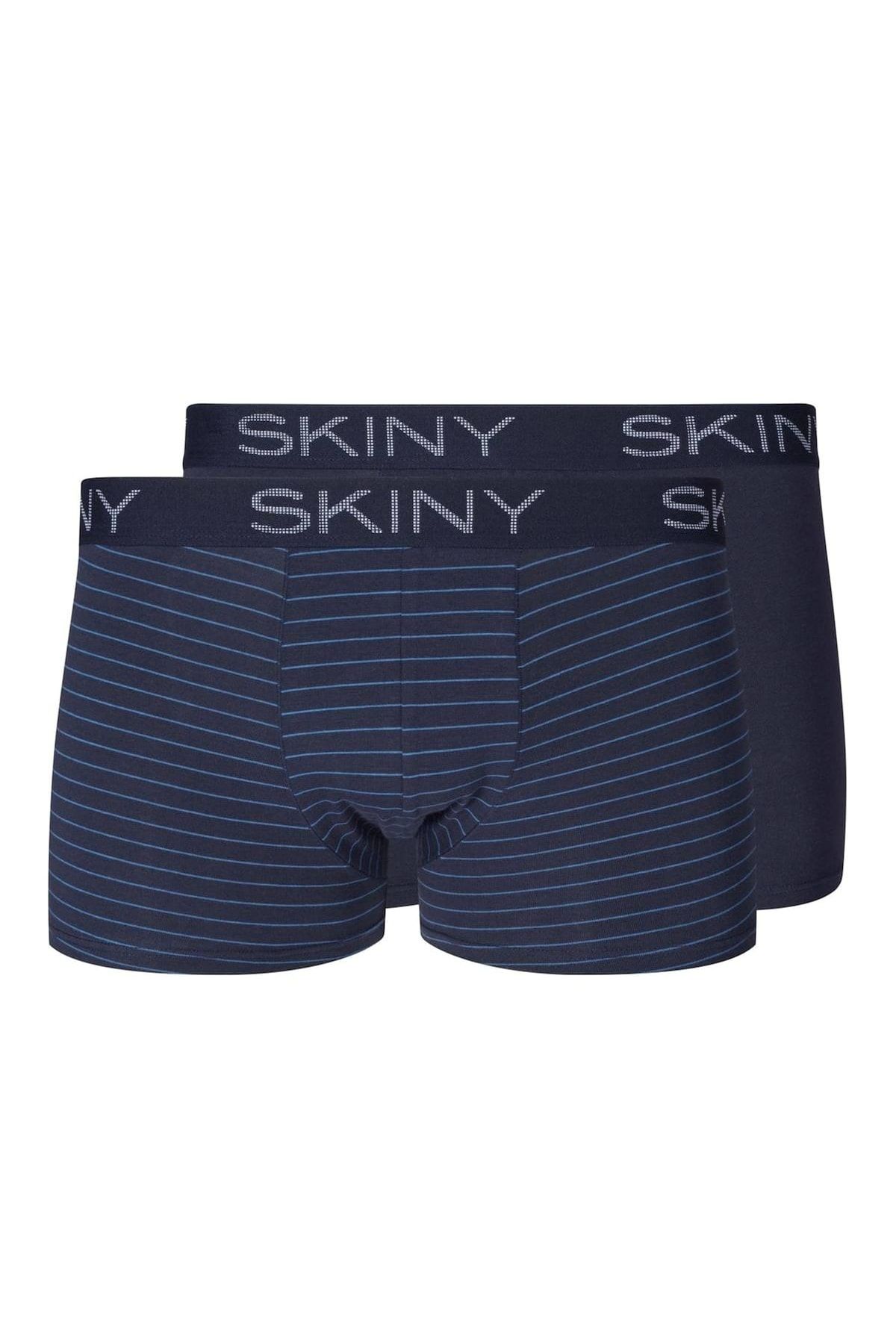 Skiny Boxershorts Blau Unifarben