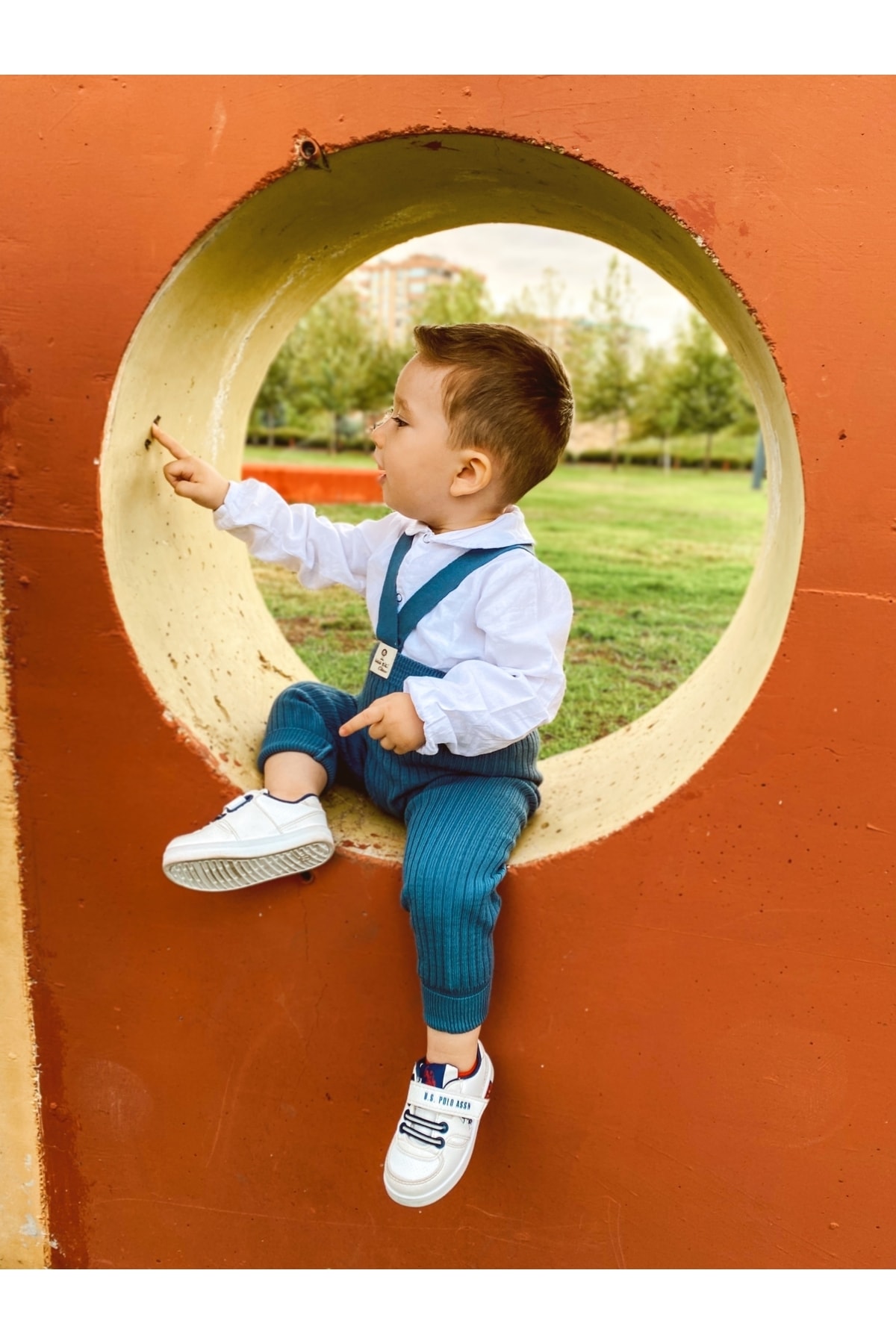 Asya Bebe Çapraz Askılı Ayarlanabilir Bebek Çocuk Tayt Salopet Indigo fotoğrafı 4 (önizleme)