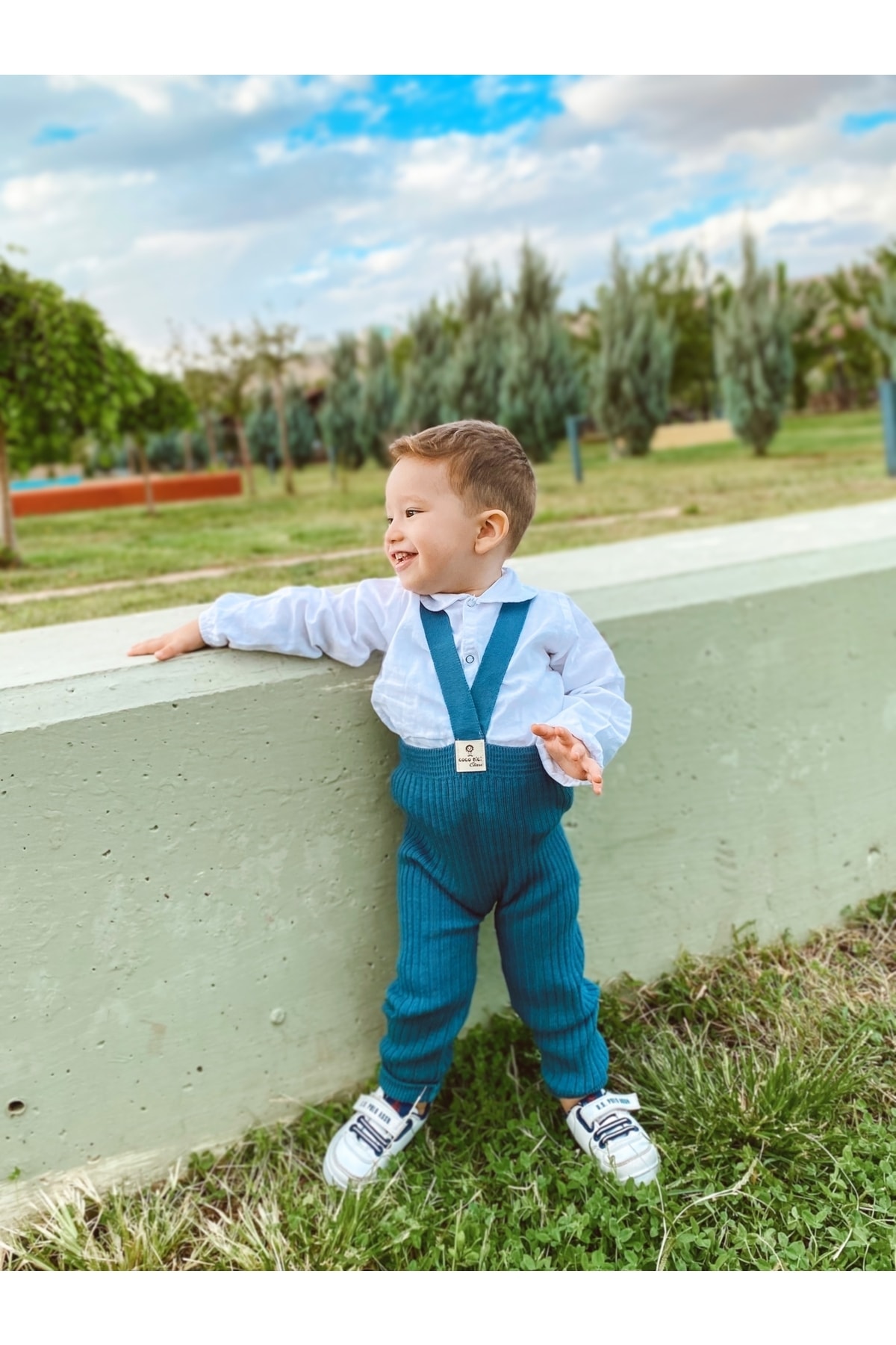 Asya Bebe Çapraz Askılı Ayarlanabilir Bebek Çocuk Tayt Salopet Indigo fotoğrafı 5 (önizleme)