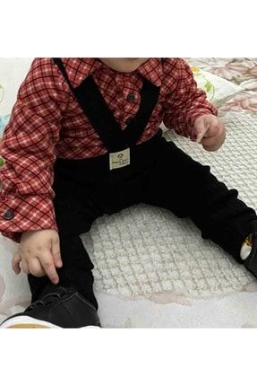 Çapraz Askılı Ayarlanabilir Bebek Çocuk Tayt Salopet Siyah 1666571