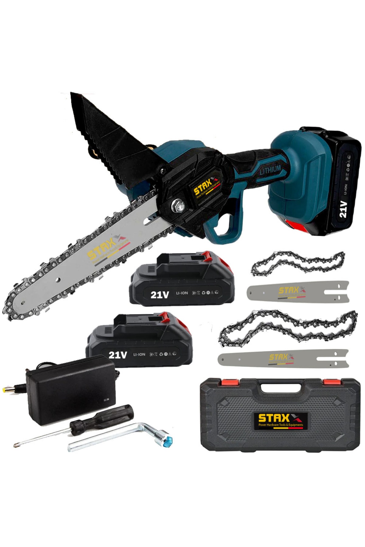 21v 3ah 2000w Dual Battery 10-15cm Long Short Machete 2x Chain Rechargeable Branch Cutting Pruning Saw Saw