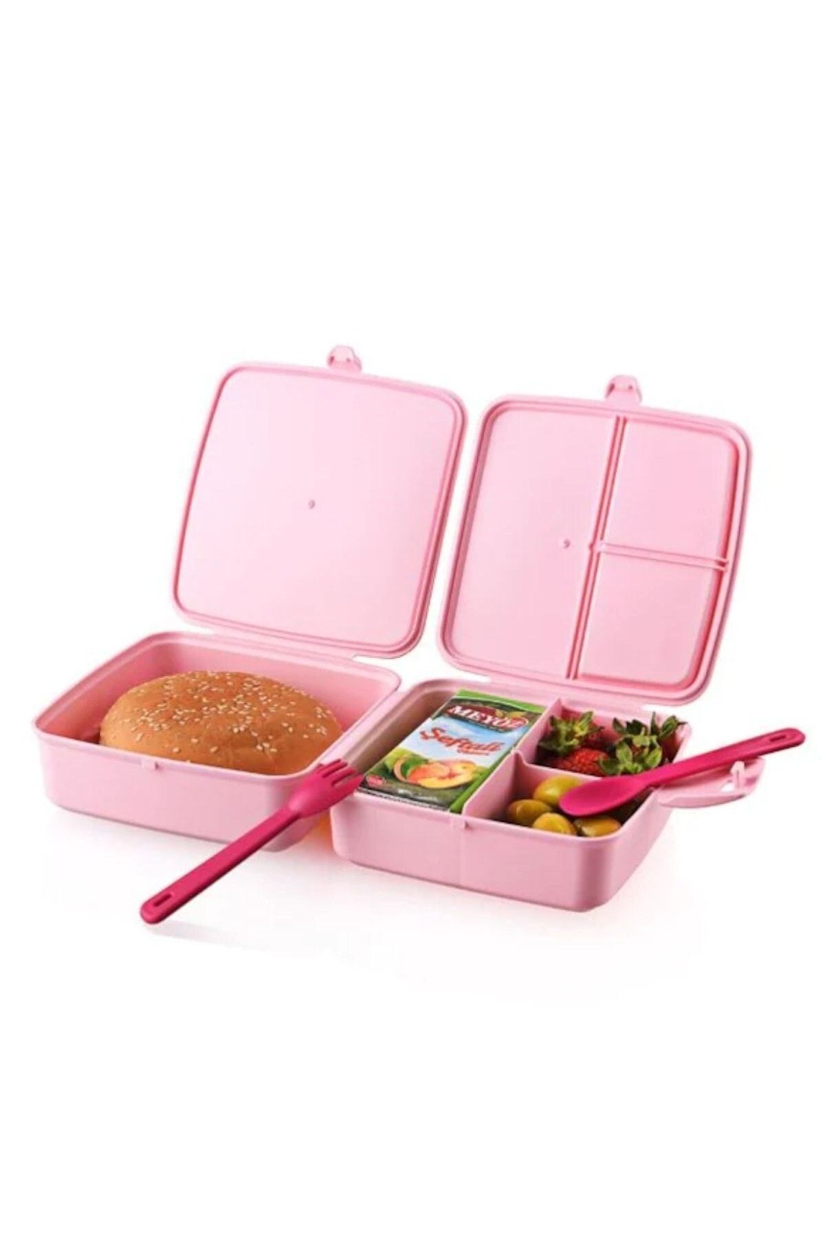 Buffer-Practical 4 Compartment Lunch Box - With Spoon Fork, Self 3