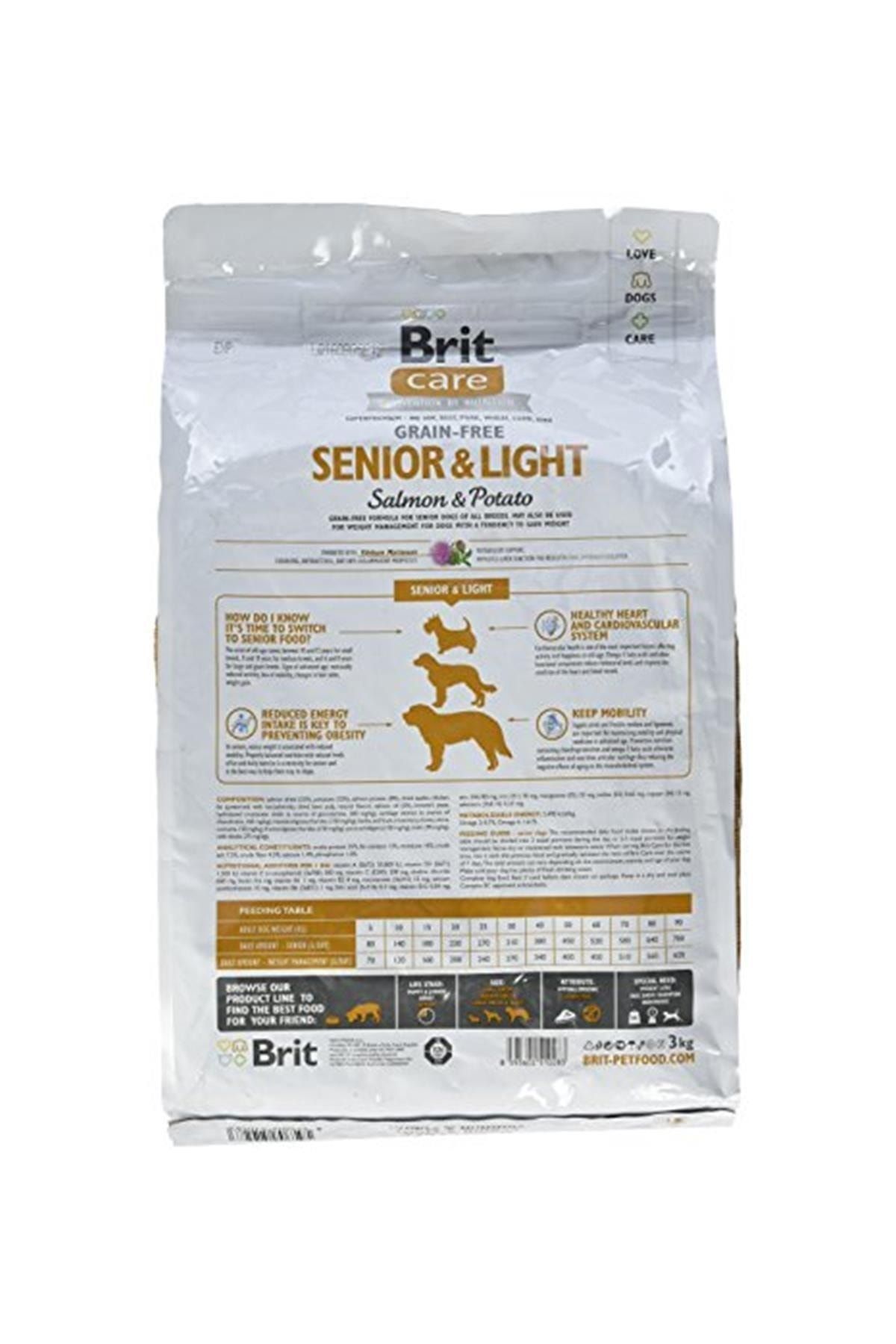 Brit Care Light Kuru Köpek Maması, Somon Ve Patatesli, Tahılsız, Yaşlı Köpek, Diyet, 3 Kg GN10088