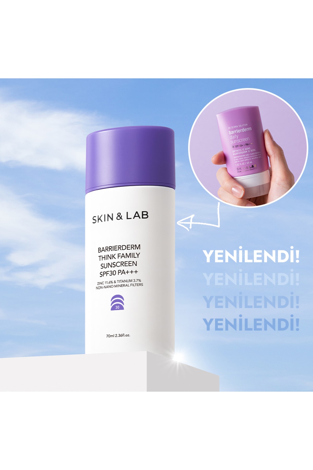 Skin&Lab Barrierderm Daily Sunscreen 70ml Spf 30/pa - Yenilendi Non-nano Mineral Filtreli Krem