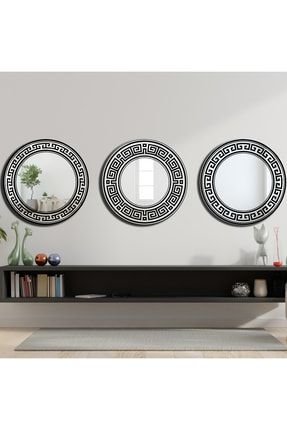 3'lü Set 50'şer Cm Dekoratif Yuvarlak Konsol Antre Hol Banyo Aynası 202202200111