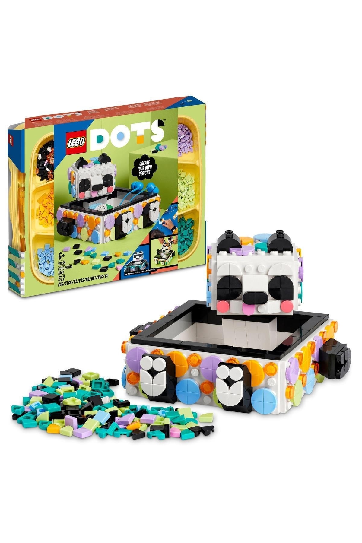 LEGO ® DOTS Cute Panda Tray 41959 - جعبه ذخیره سازی برای کودکان 6 سال به بالا (517 قطعه)