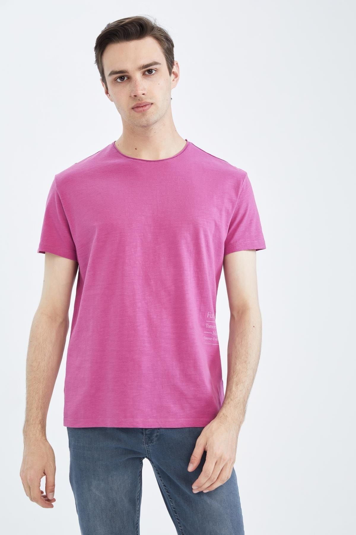 DeFacto T-Shirt Rosa Regular Fit