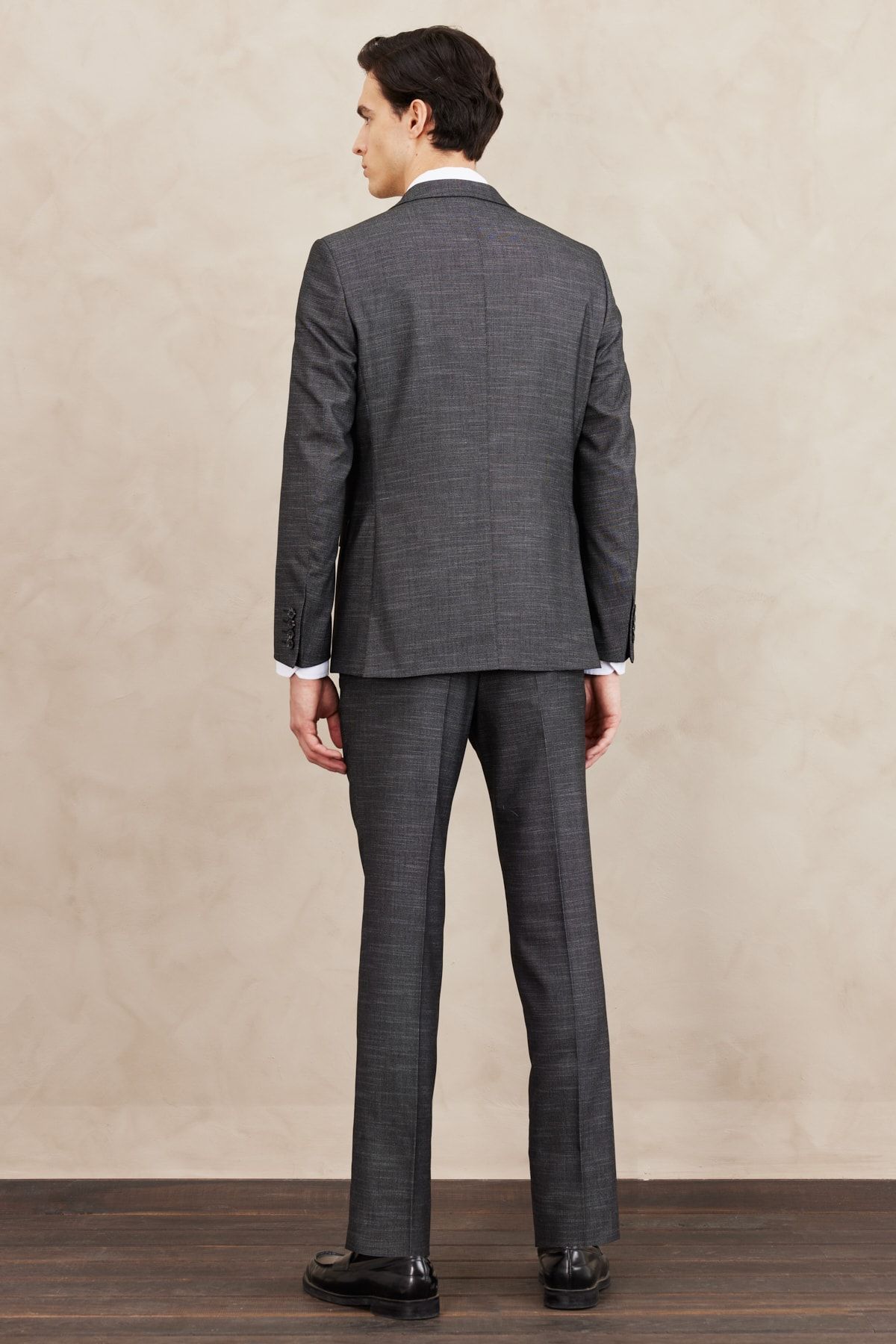 ALTINYILDIZ CLASSICS Erkek Siyah-beyaz Slim Fit Dar Kesim Mono Yaka Desenli Takım Elbise MB11235