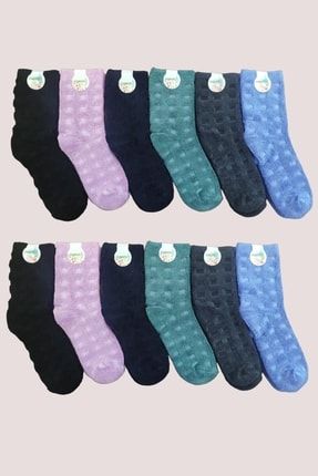 Bayan 12 Çift Ters Havlu Yarım Konç Kışlık Çorap Ercey7256C
