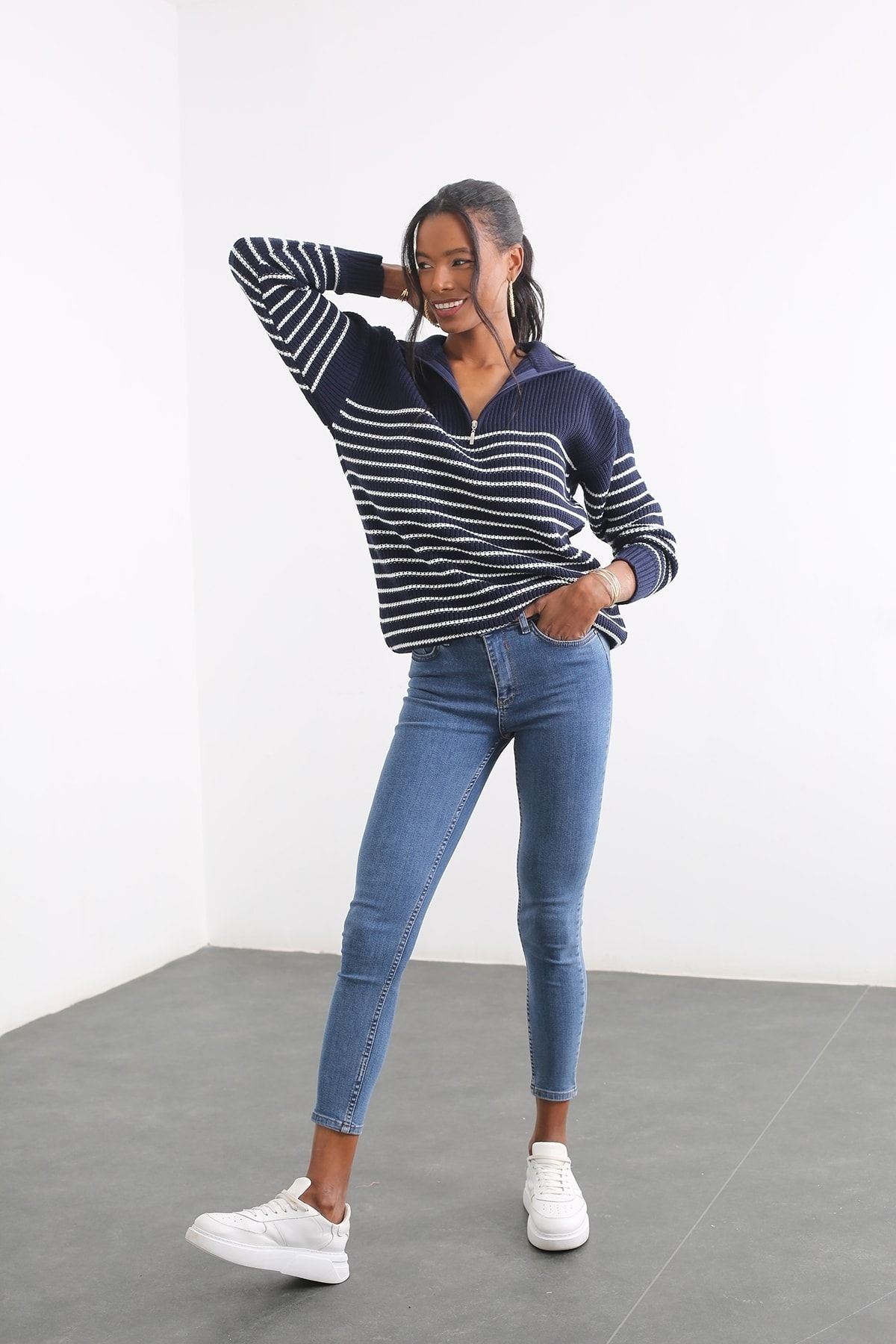 5in1Canpolat Lacivert Yüksek Bel Skinny Jean 142