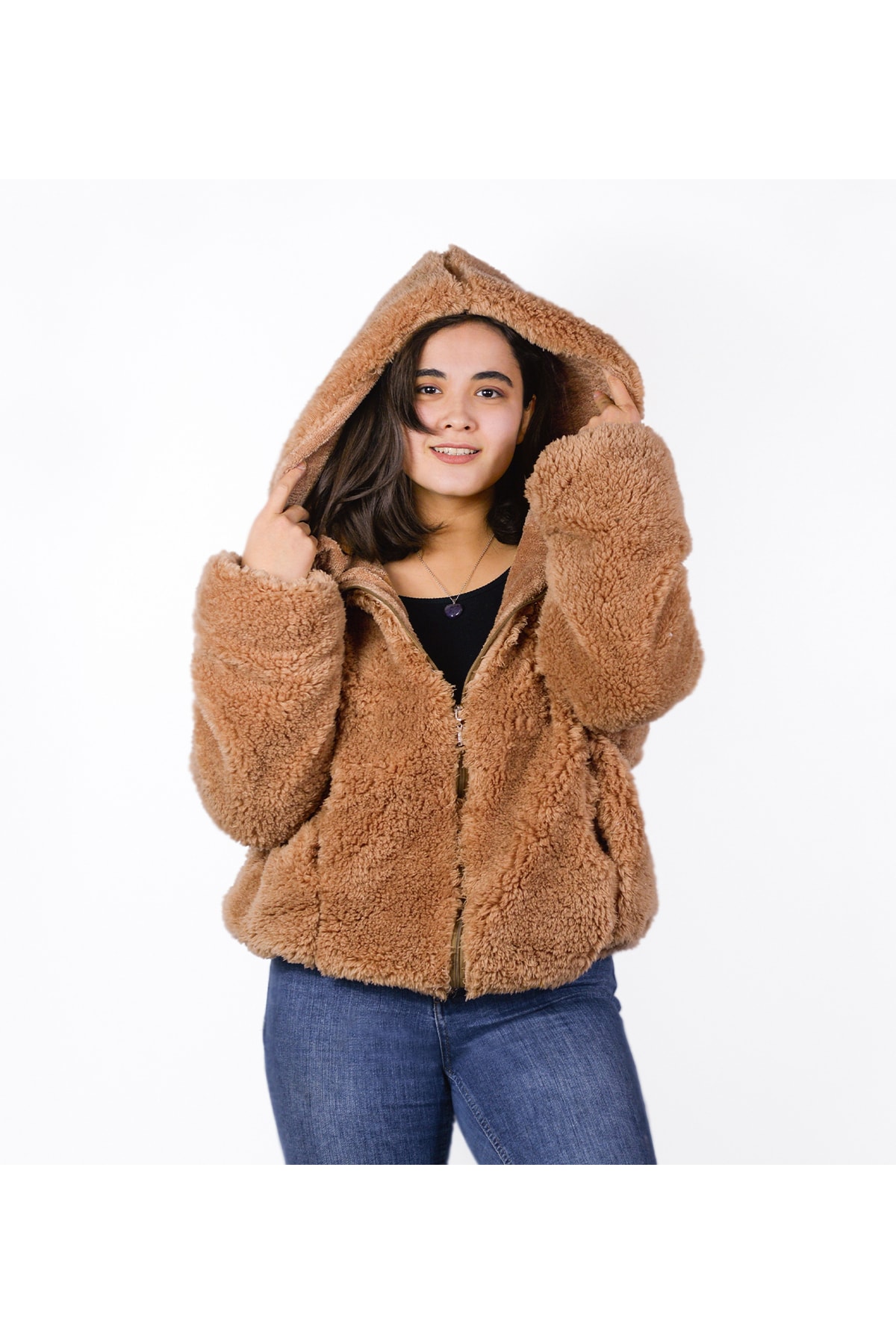 Özgüner Oyuncak  Kadın Fermuarlı Peluş Mont (%100 Yerli)