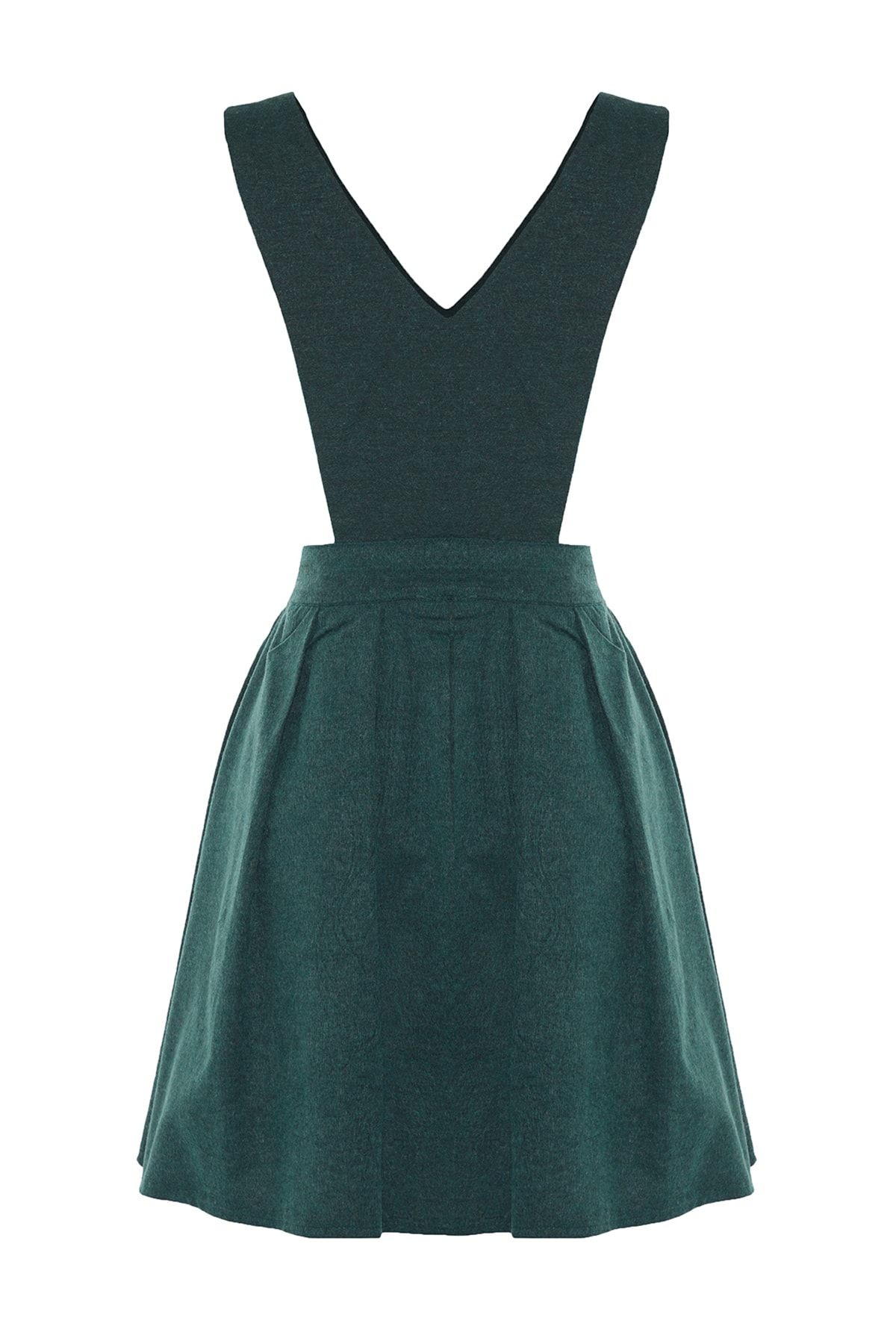 Trendyol Collection-Khakifarbenes, gewebtes Mini-Westenkleid mit Riemchenmuster TWOAW21EL1163 7