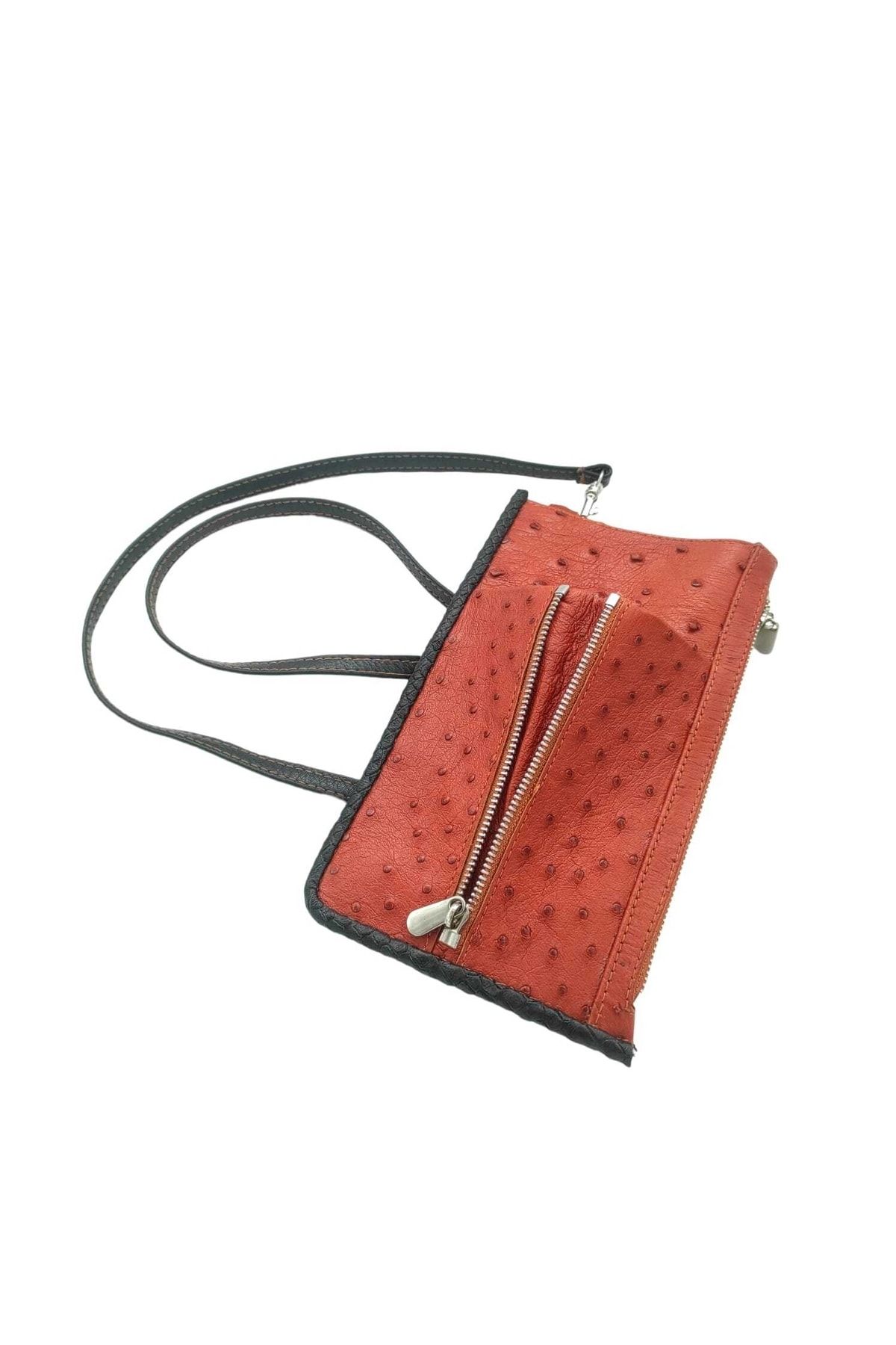 muub leather Özel Tasarım Hakiki Devekuşu Derisi Omuz Cüzdan Çantası UX9516