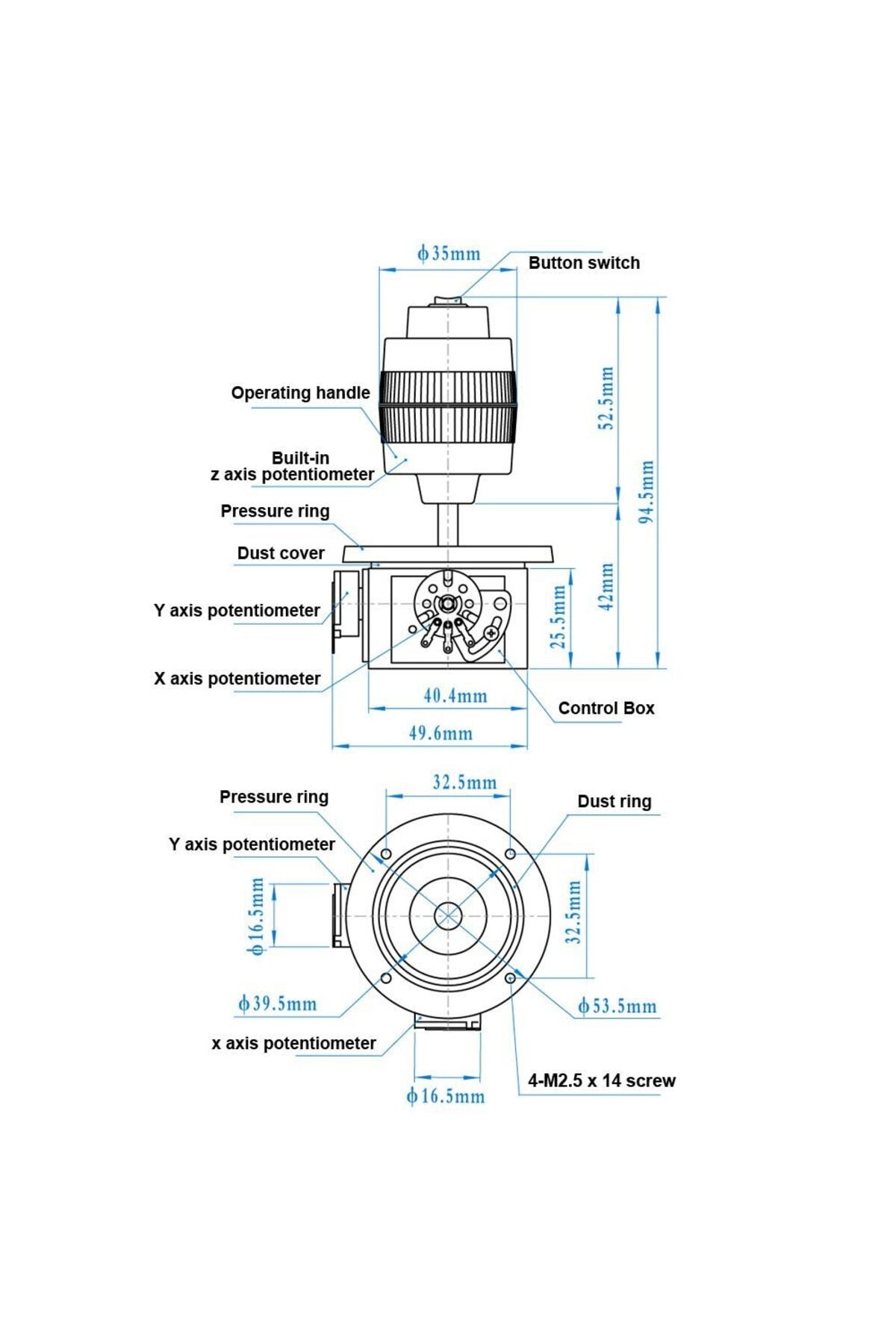 Jh-d400x-r4 4 Eksen Joystick Butonlu 10k Potansiyometre Ptz 4d Otomasyon Endüstriyel Vinç 8