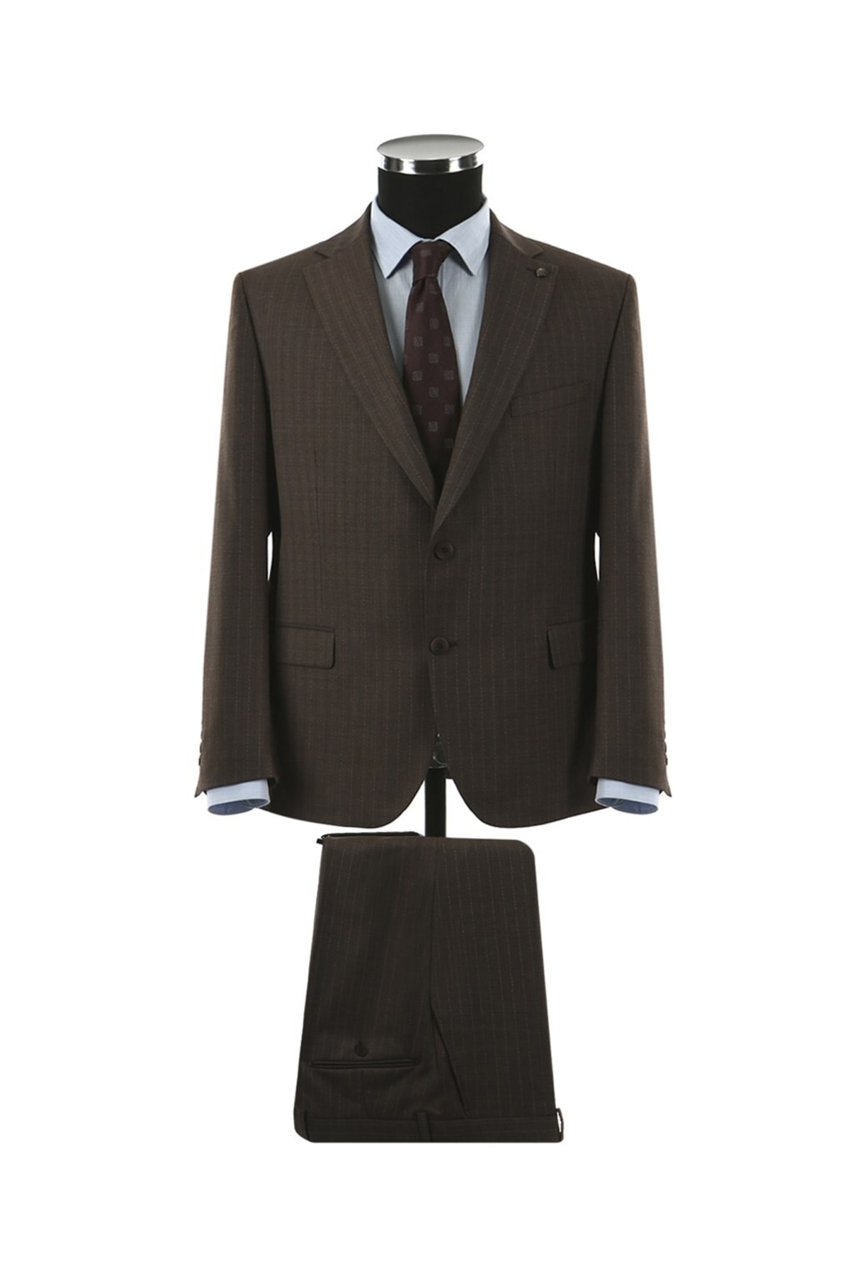 Jakamen Kahverengi Klasik Kalıp Mono Yaka Erkek Takım Elbise