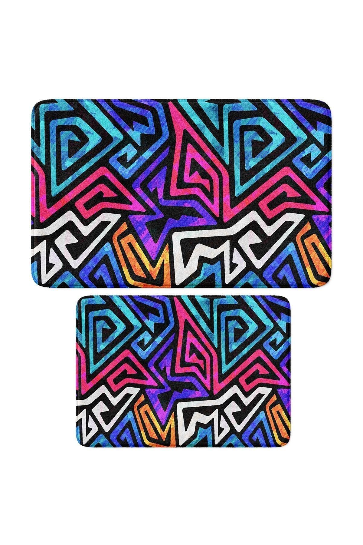Cute Printed 2-Piece Bath Mat Set - Non-Slip Base, Machine Washable, 50x80cm And 40x60cm