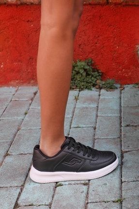 21516 Siyah - Beyaz Kadın Günlük Rahat Kışlık Casual Yürüyüş Sneaker Spor Ayakkabı