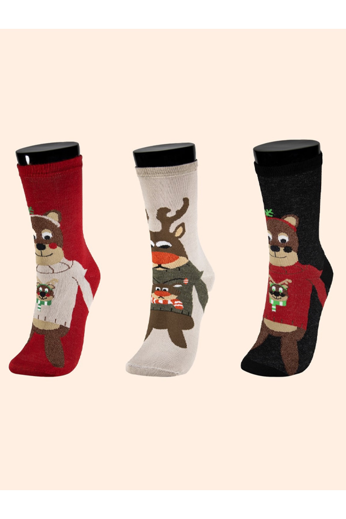 New Year's Themed Santa Claus Patterned Towel Socket New Year's Socks