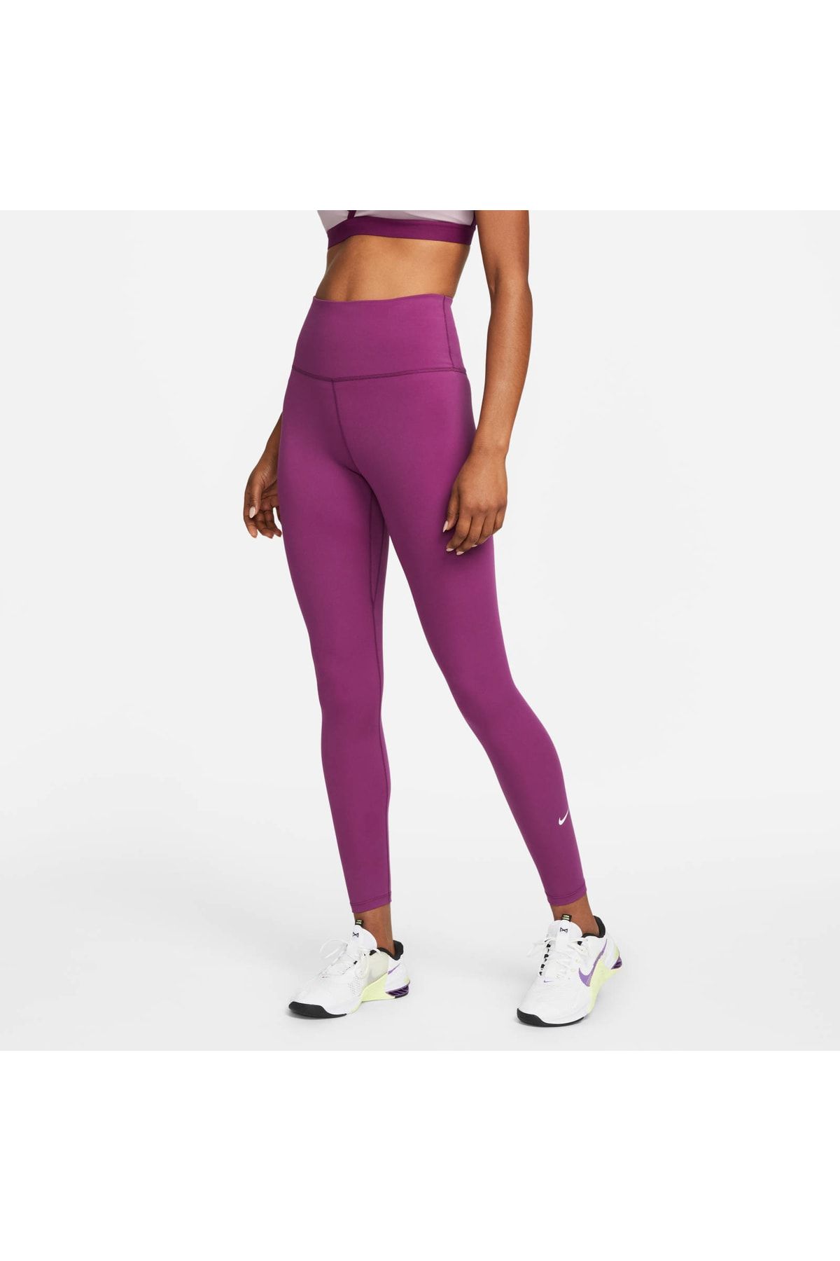 Nike Yoga Dri-Fit High-Waisted 7/8 Metallic Trim Kadın Tayt - DD5772-010  Siyah Gri Gümüş XL-S : : Moda