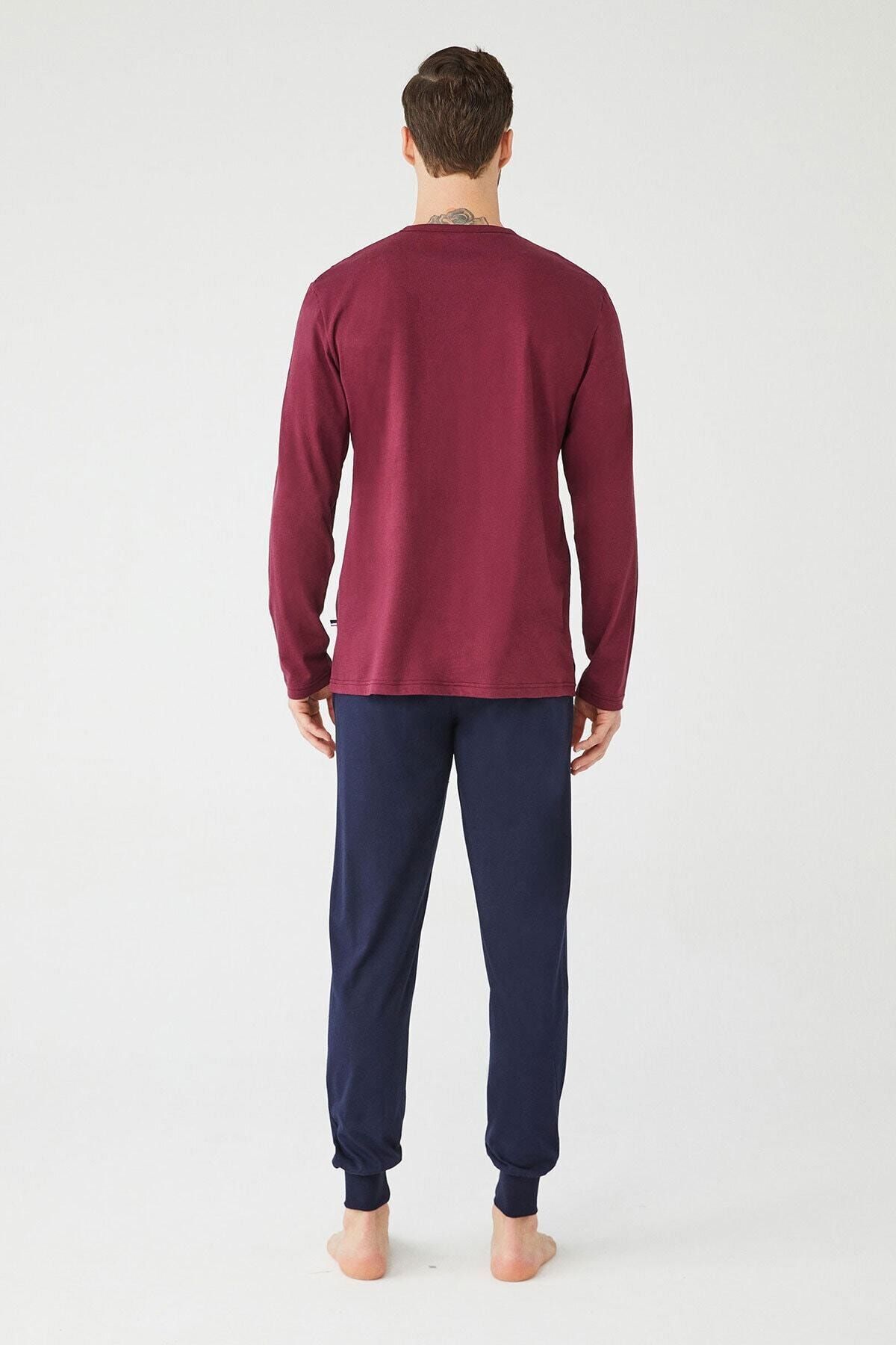 ست پیژامه بنفش مردانه لباس خواب یقه گرد ساری U.S. Polo Assn.