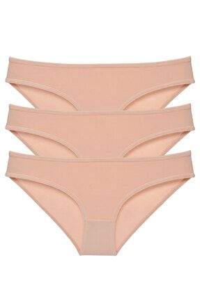 Kadın Ten Rengi Klasik 3'lü Paket Bikini Külot NEWLMX3001BKN