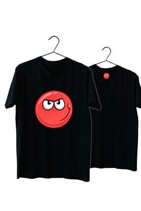 Unisex Siyah Red Ball Pamuklu Normal Kalıp T-Shirt v2021t248