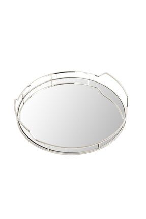 Gümüş Aynalı Yuvarlak Tepsi 41x7cm P248.314705