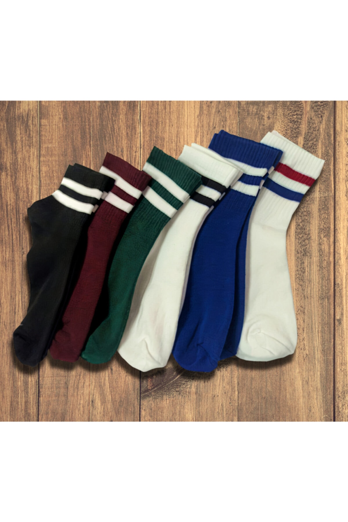 Unisex Siyah Kolej Çizgili Çorap Seti 6' lı — görsel 1 · 5901285890134