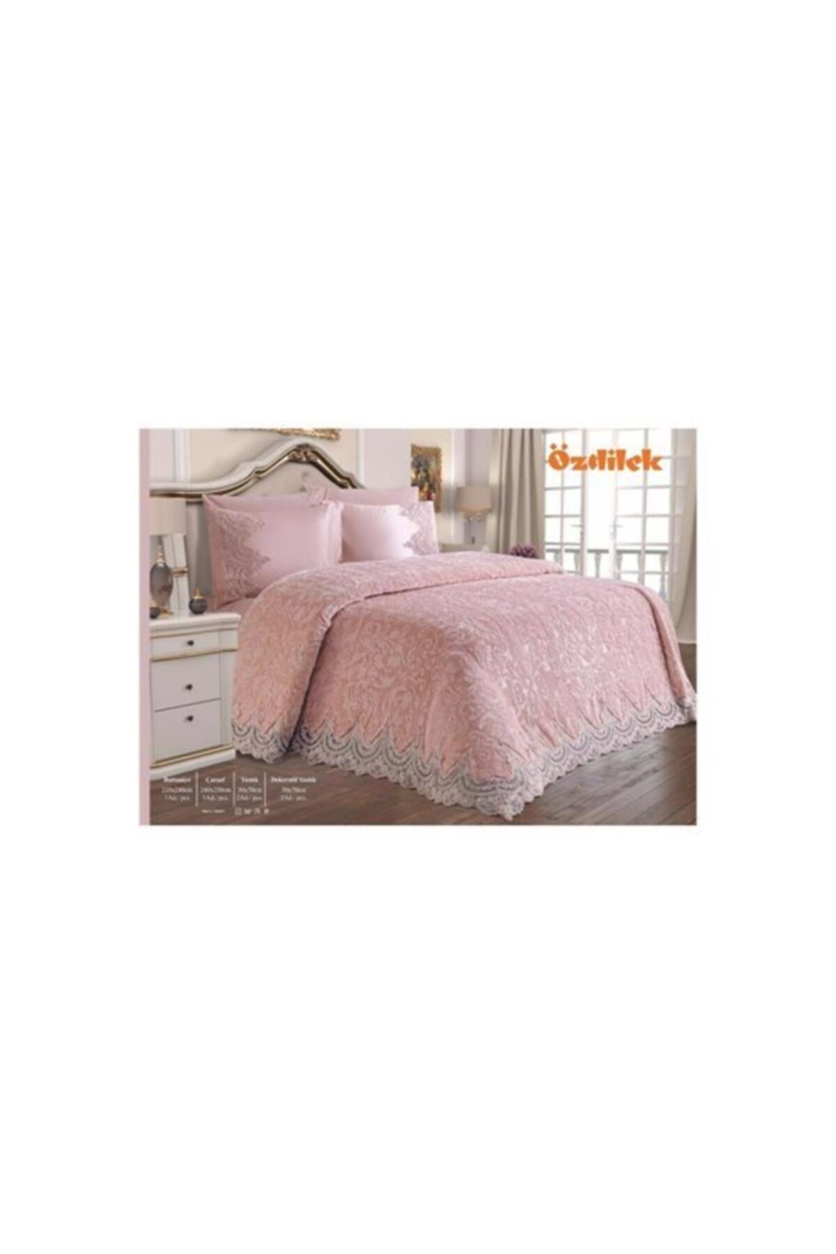 Özdilek Battaniye Seti Çift Kişilik Dantelli Decorose