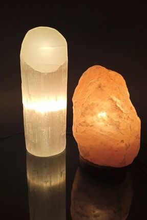 taus stone dogal tas selenit gece lambasi ve dogal himalaya tuz lambasi 1 2 kg kablo ve ampul ile birlikte fiyati yorumlari trendyol