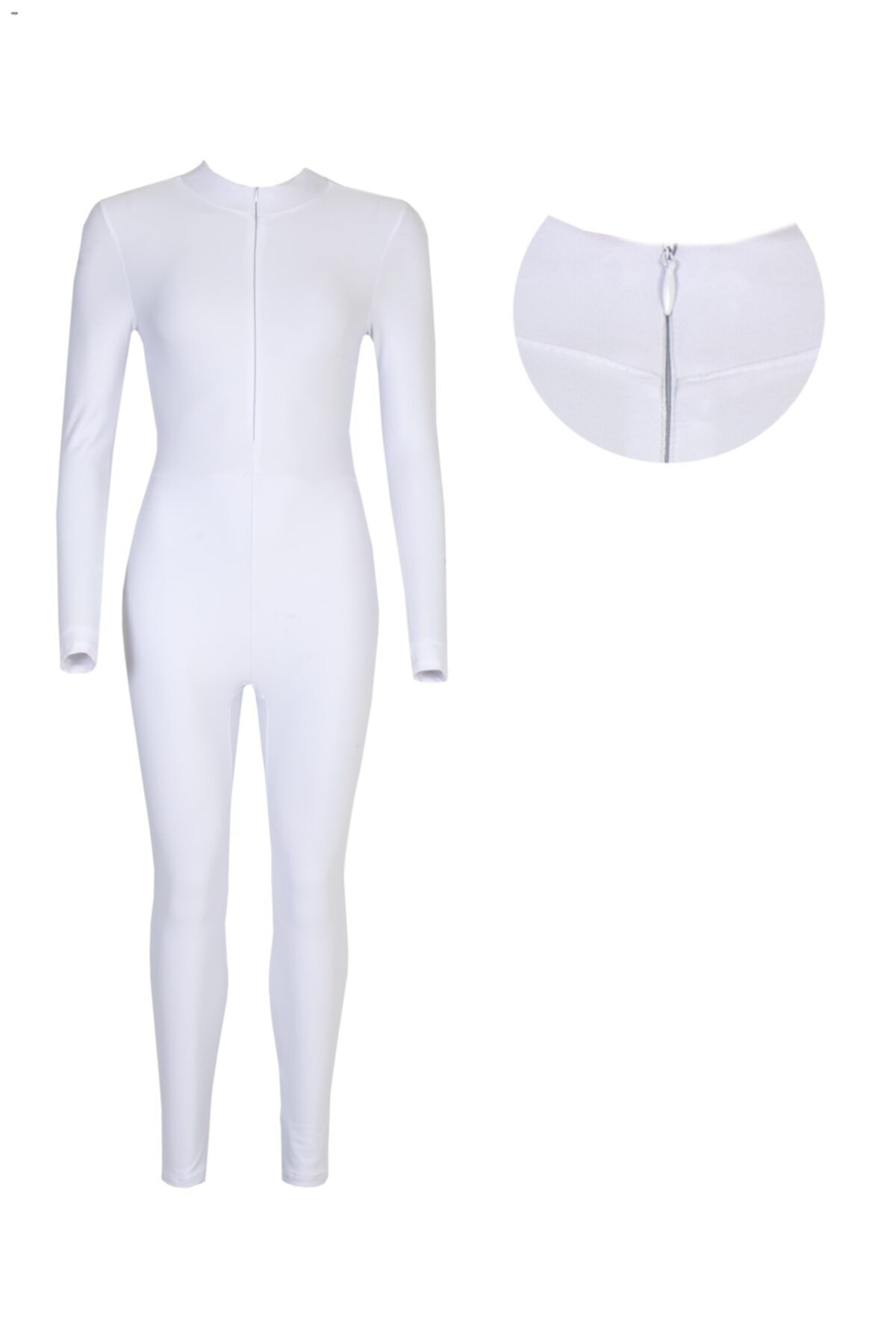 White turtleneck jumpsuit clearance