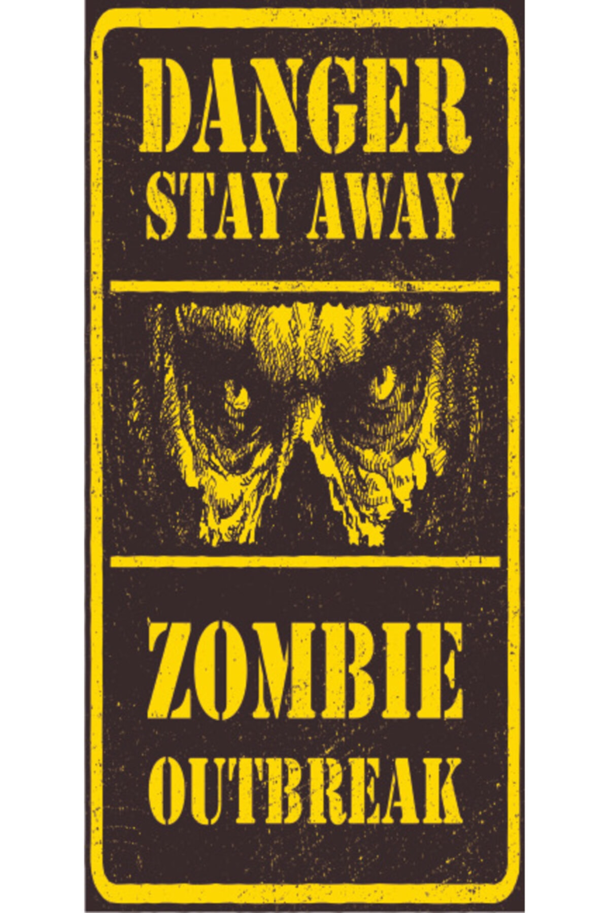 Attention Zombie (10 Cm X 20 Cm) Mini Retro Wooden Poster