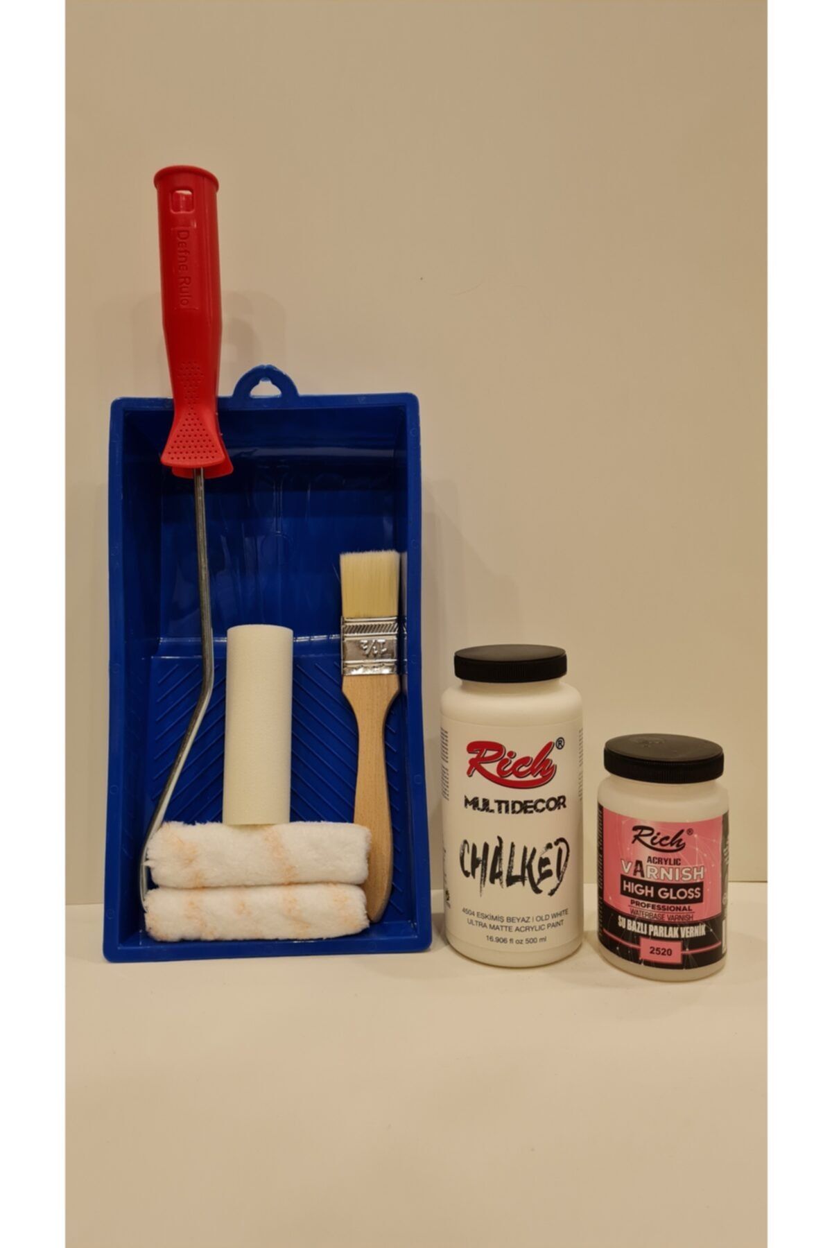 Rich Multi Decor Chalked Dolap Boyama Seti 500 Cc Eskimiş Byz. ( 750gr) -( 250 Cc Parlak Vernik )