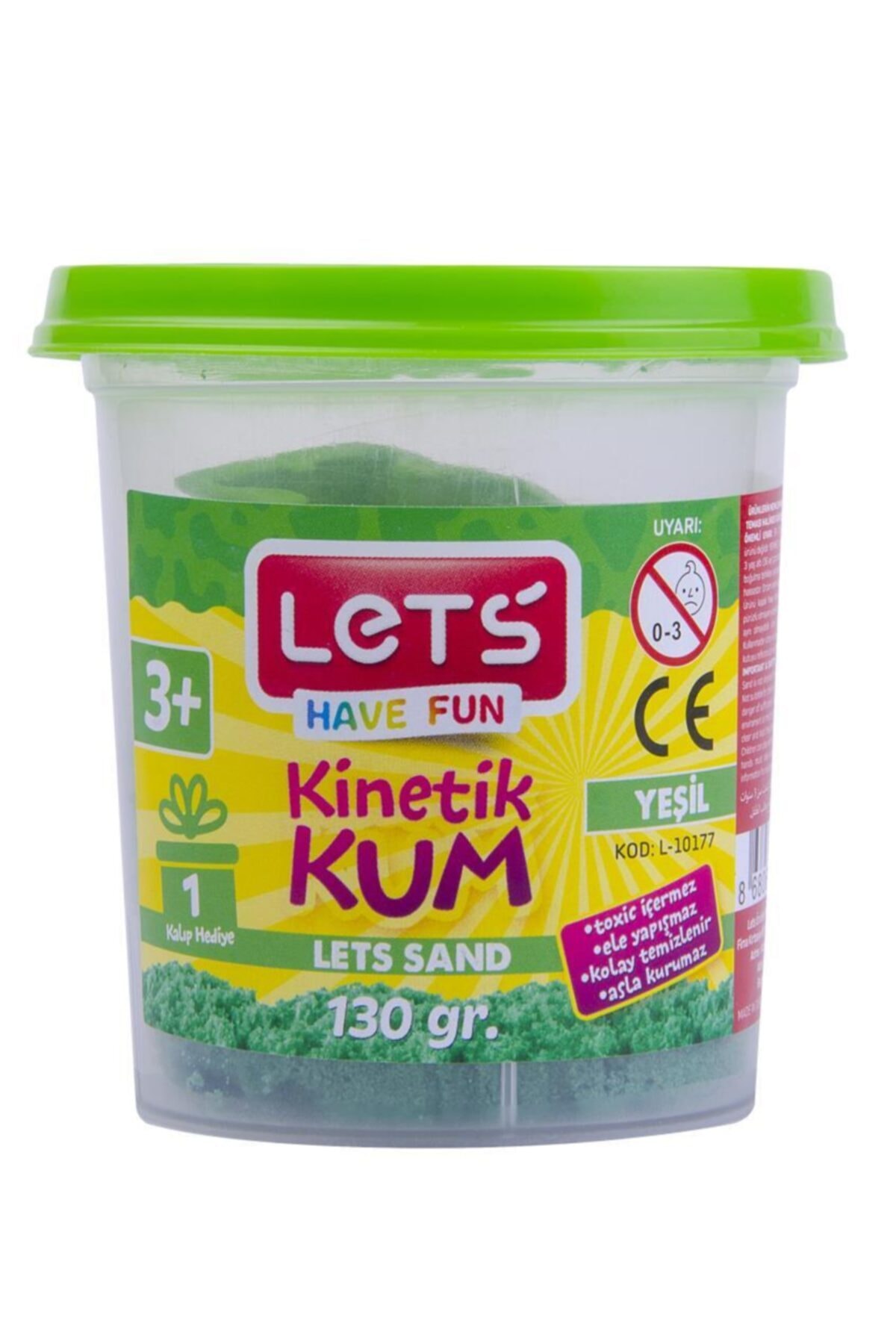 Genel Markalar Kinetik Kum 130 Gram Yeşil Plastik Kutu (1 Adet Kalıp Hediyeli)